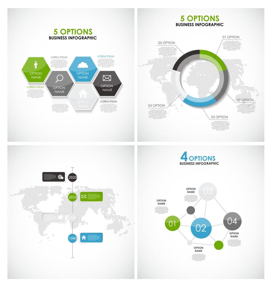 colección de plantillas de infografía para la ilustración de vector de negocio