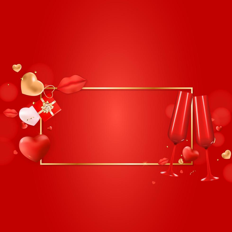 Valentine s Day Greeting Background Design. Template for advertising, web, social media and fashion ads. Horizontal poster, flyer, greeting card, header for website Vector Illustration