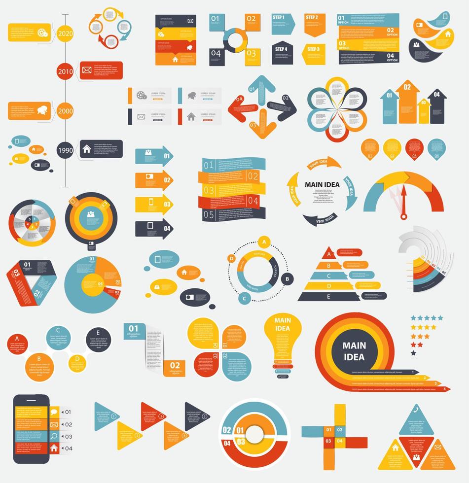Mega Collection of Flat Infographic Templates for Business Vecto vector