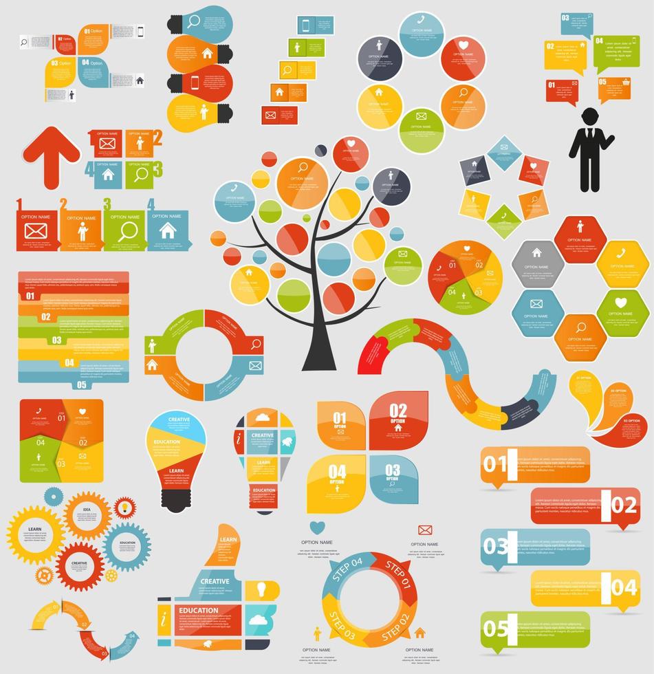 Mega Collection of Flat Infographic Templates for Business Vecto vector