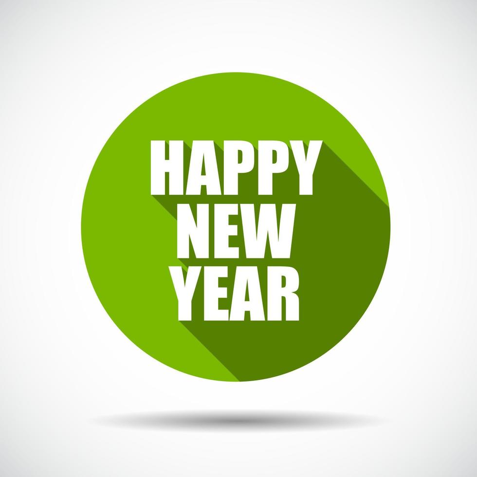 Happy New Year Flat Icon with long Shadow. Vector Illustration.