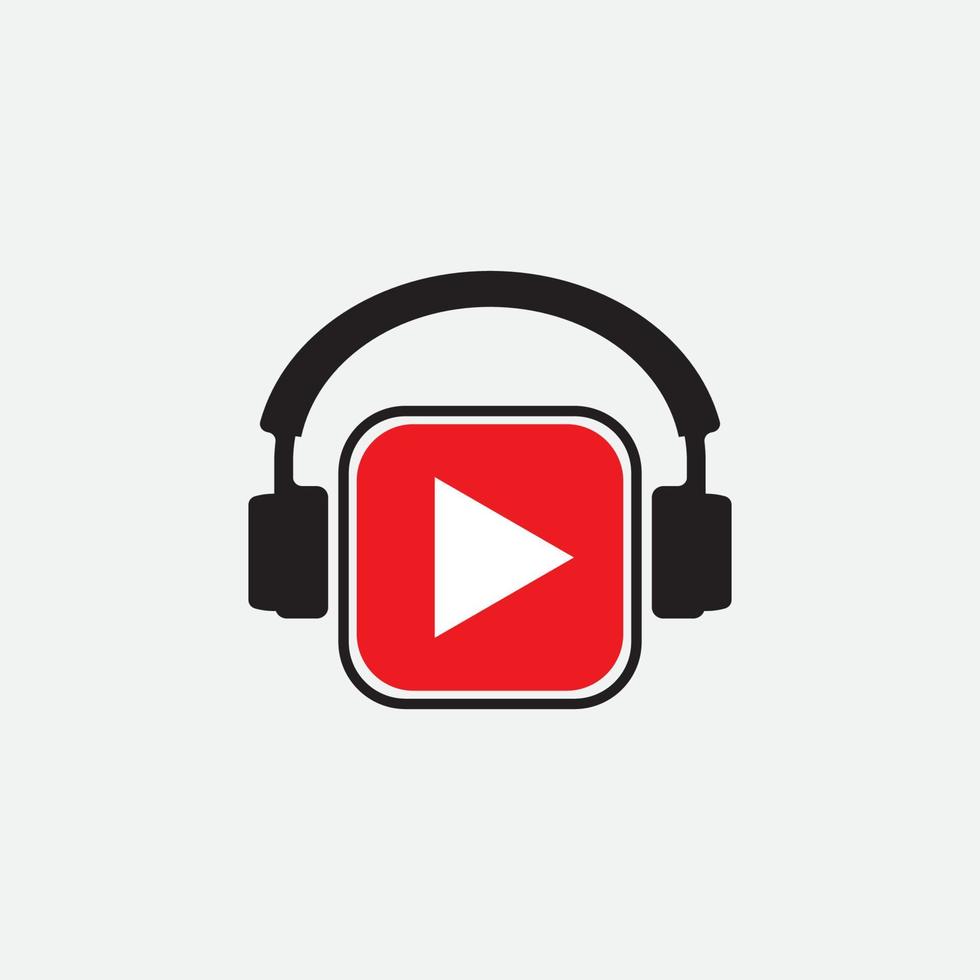 Play button with headphone vector