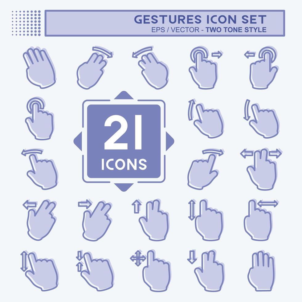 gestos de conjunto de iconos - estilo de dos tonos - ilustración simple, trazo editable vector