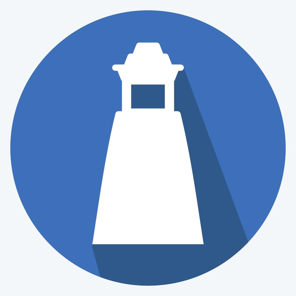 Icon Lighthouse II - Long Shadow Style - Simple illustration,Editable stroke vector