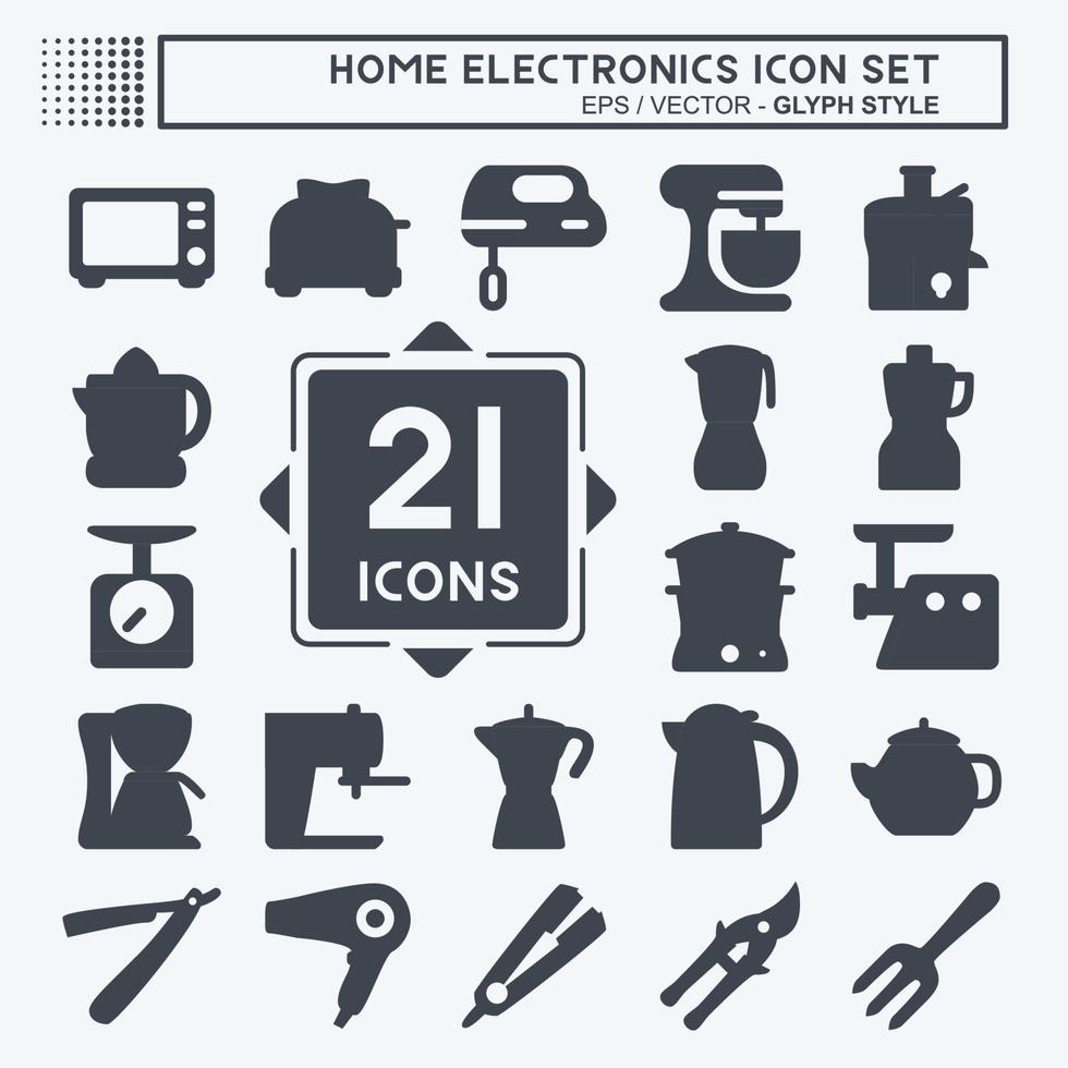 Icon Set Household 1 - Glyph Style - Simple illustration,Editable stroke vector