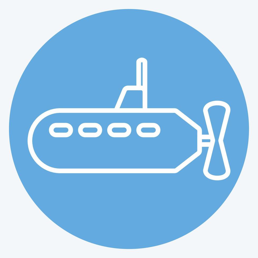 icono submarino - estilo ojos azules - ilustración simple, trazo editable vector