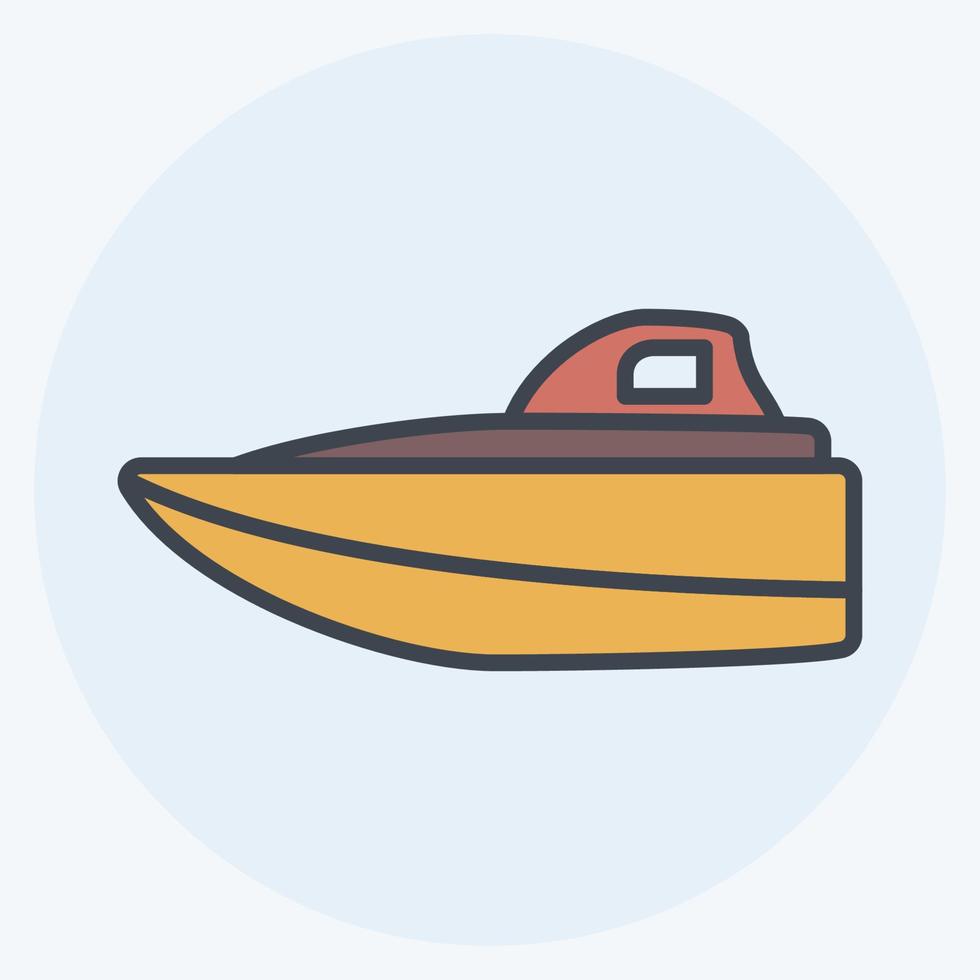 Icon Speed Boat - Color Mate Style - Simple illustration,Editable stroke vector