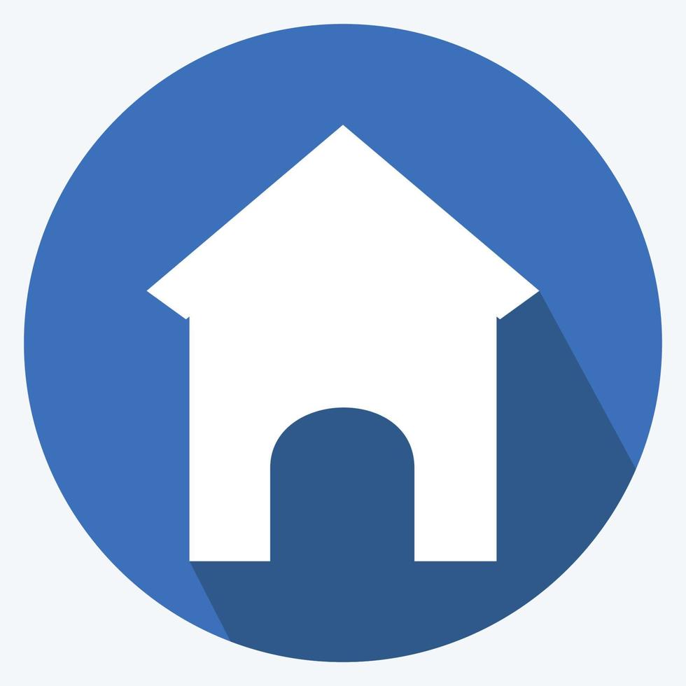 Icon Dog House - Long Shadow Style - Simple illustration,Editable stroke vector