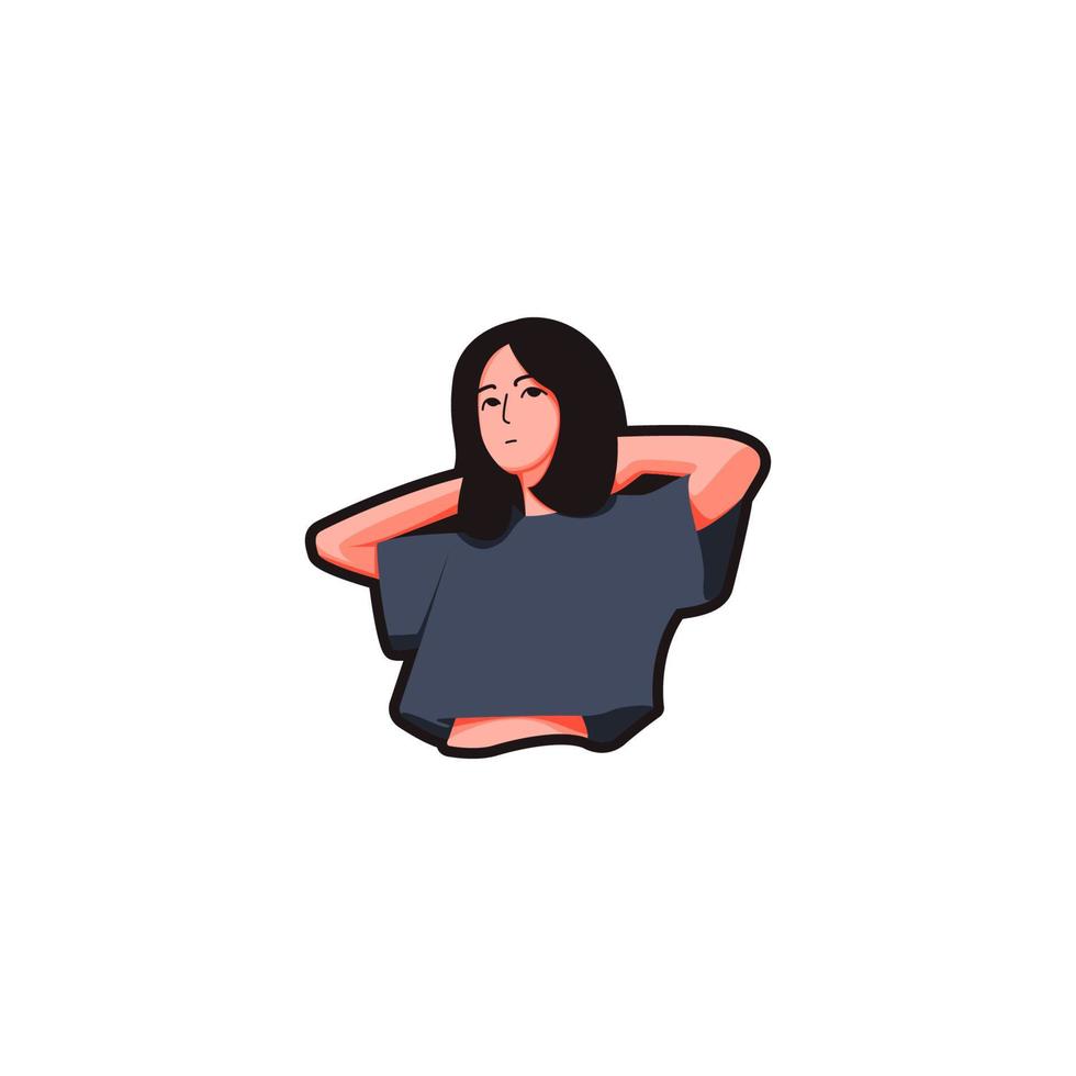 aesthetic outlined relaxed woman vector