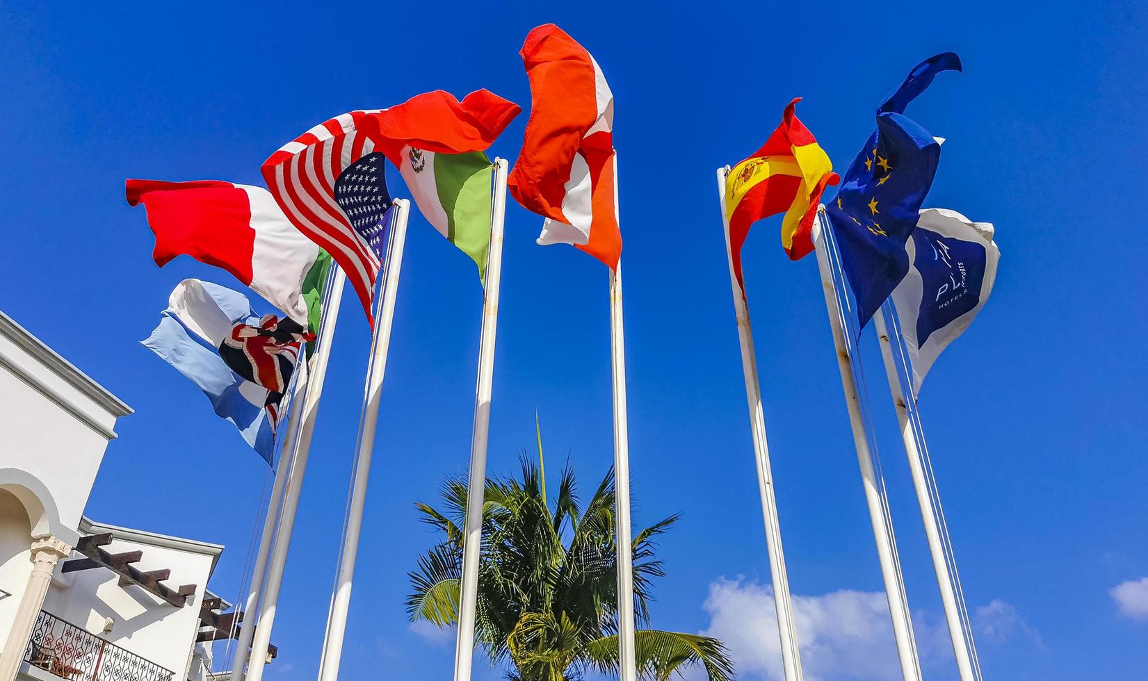 Flags of many countries like spain united states canada Mexico. photo