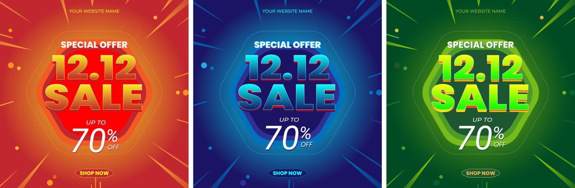 Set of 12 12 shopping day sale poster vector