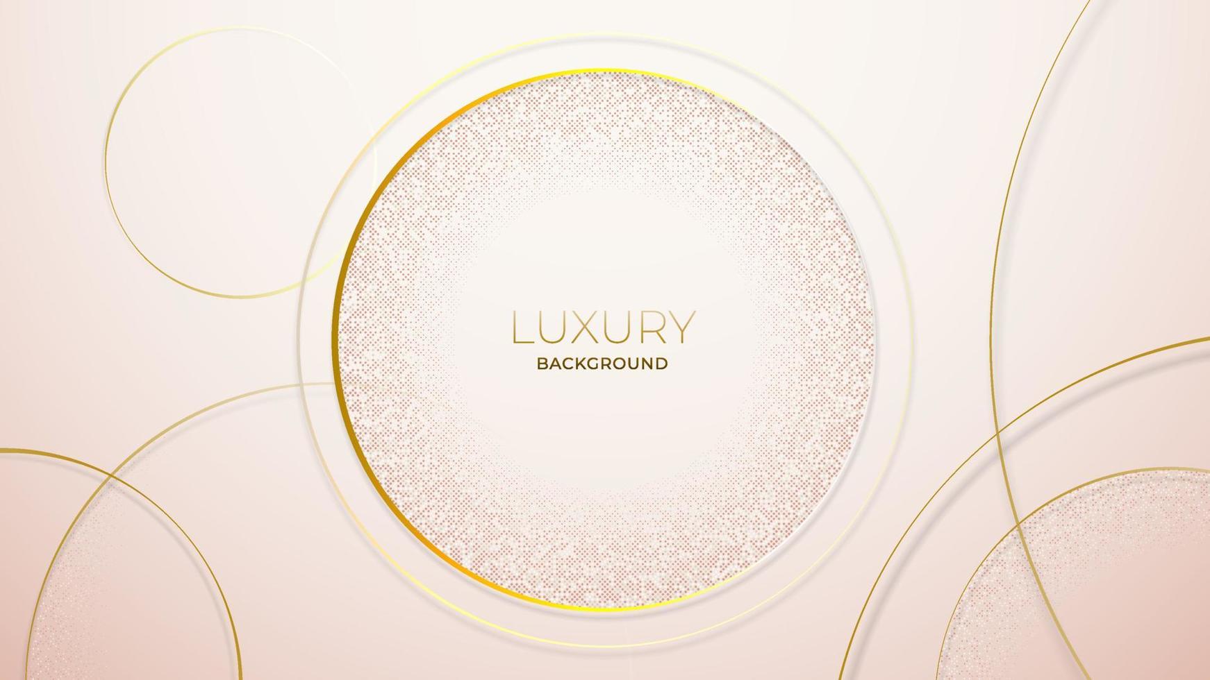 Luxury abstract gold circles lines on pink rose background vector