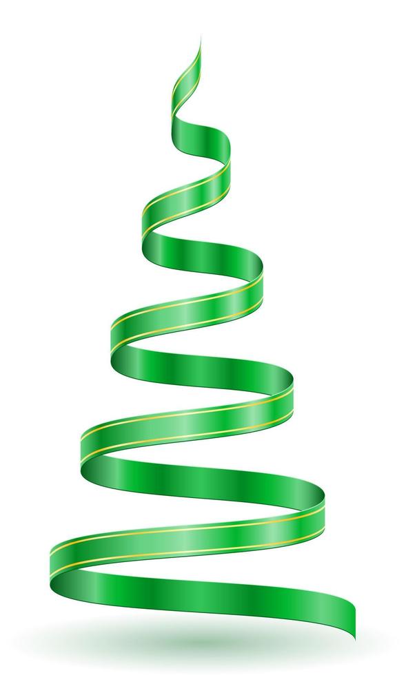 árbol de navidad y año nuevo hecho de cintas verdes ilustración vectorial aislado sobre fondo blanco vector