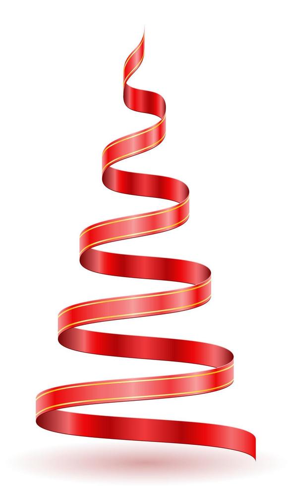 christmas and new year tree made of red ribbons vector illustration isolated on white background