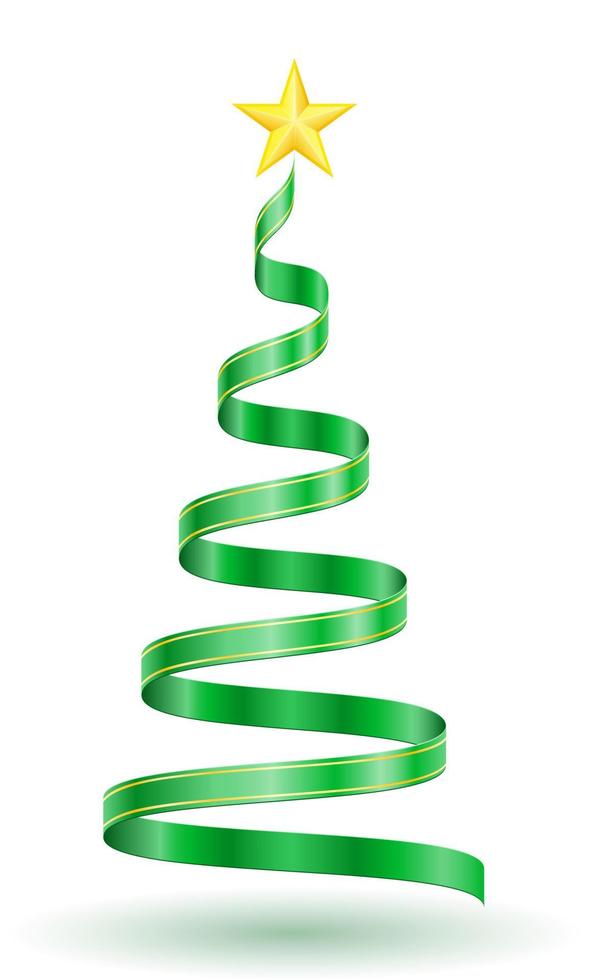 christmas and new year tree made of green ribbons vector illustration isolated on white background