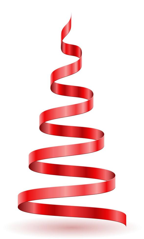 christmas and new year tree made of red ribbons vector illustration isolated on white background