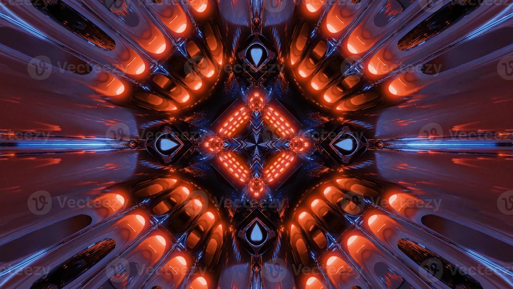 Tunnel with neon illuminating 4K UHD 3D illustration photo