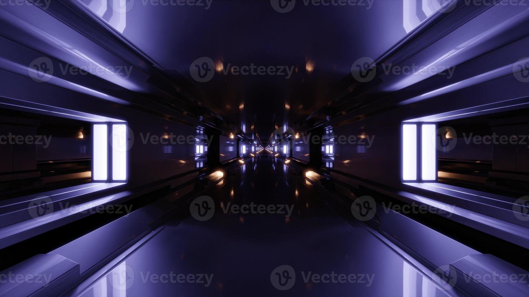 3d illustration of 4K UHD futuristic tunnel with neon lights photo