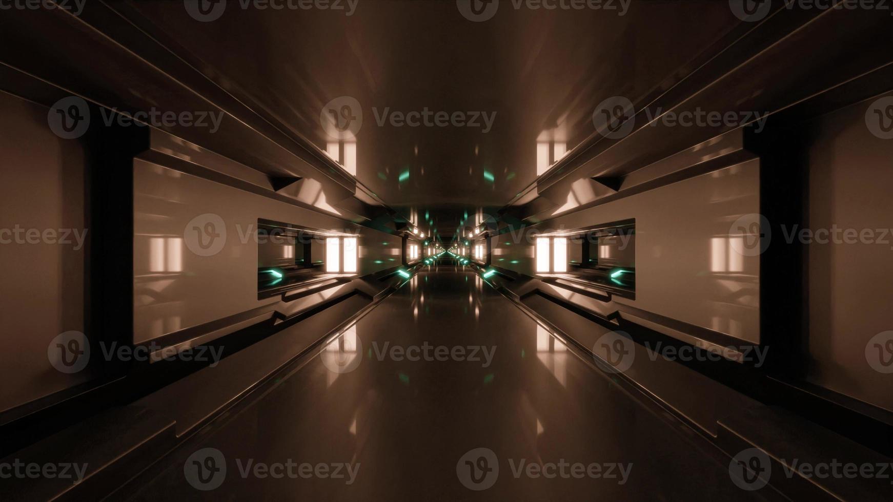 3d illustration of 4K UHD illuminated neon corridor photo