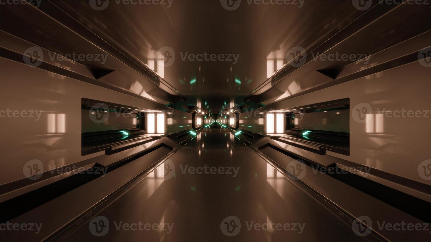 3d illustration of 4K UHD endless sci fi corridor photo
