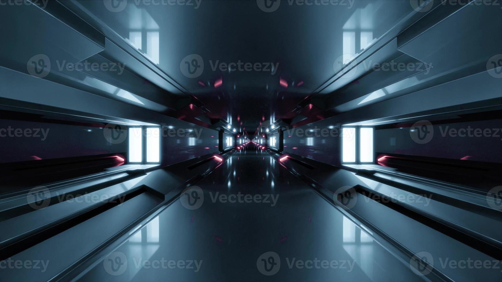 3d illustration of 4K UHD futuristic corridor with neon colors photo