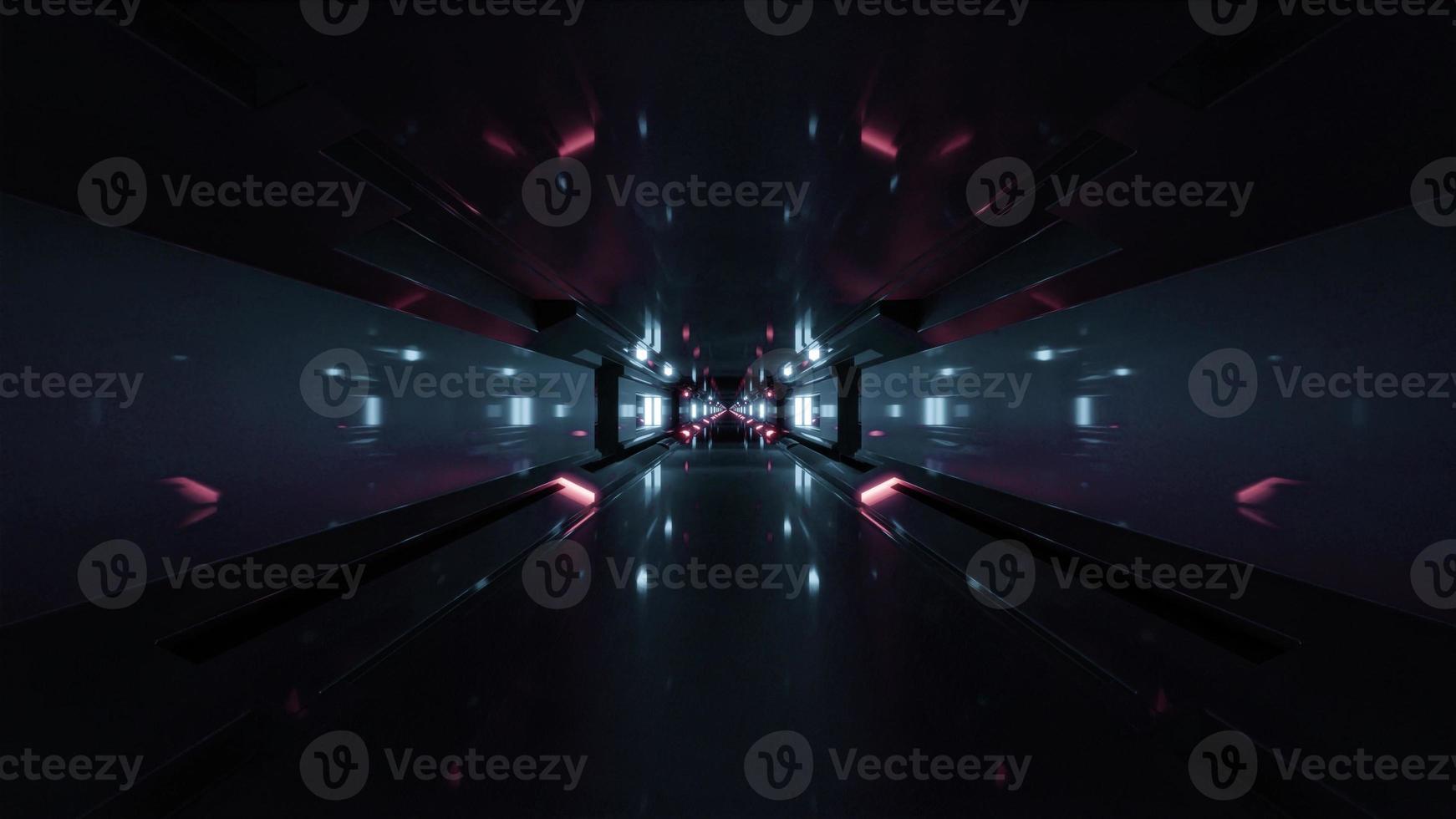 3d illustration of 4K UHD sci f tunnel with lights photo