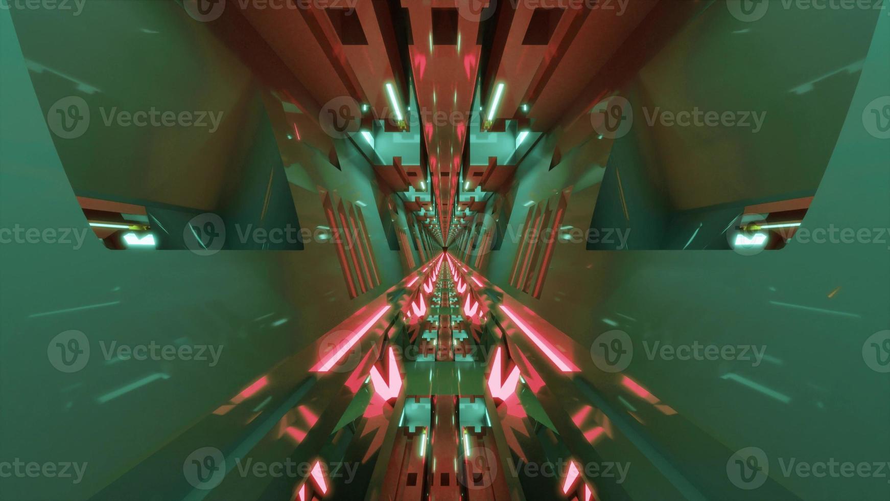 Symmetric neon corridor 4K UHD 3D illustration photo