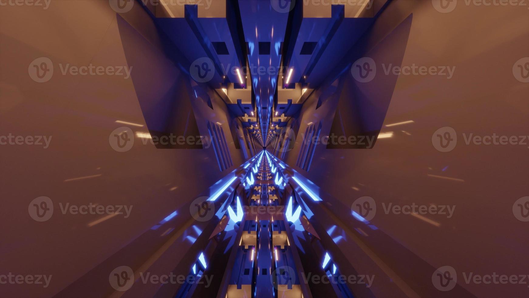 4K UHD 3D illustration of endless symmetric cyberspace with abstract illumination photo