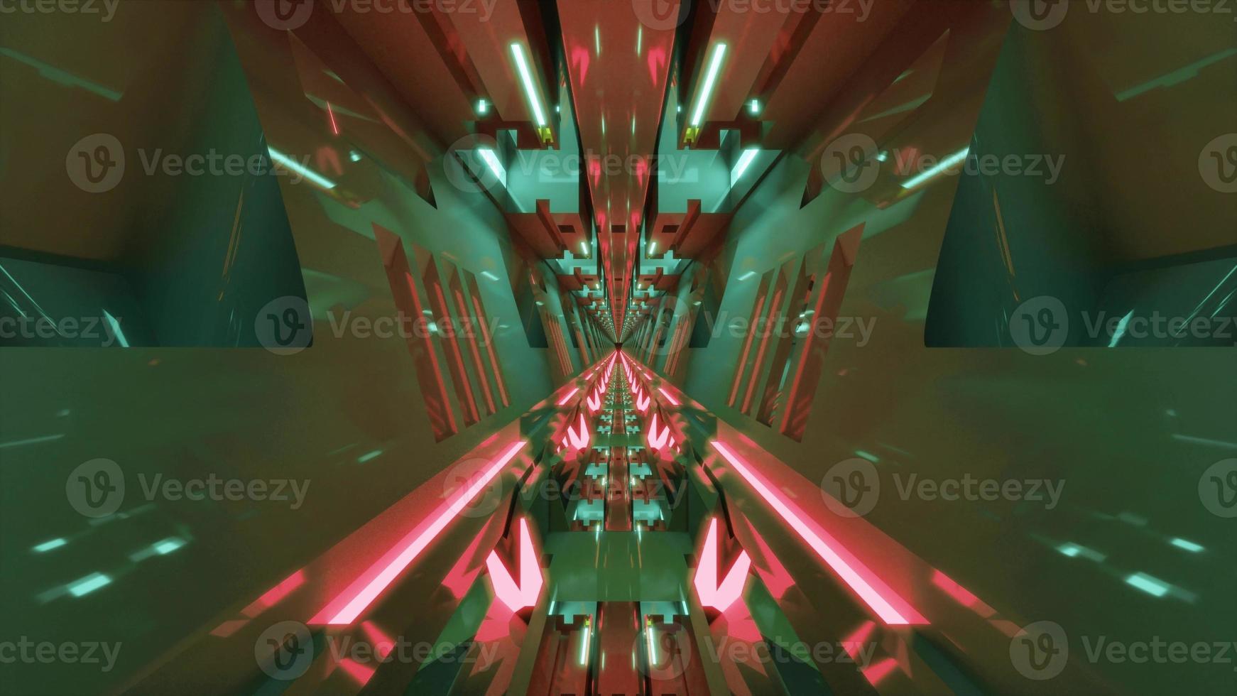 Glass corridor with geometric ornament 4K UHD 3D illustration photo