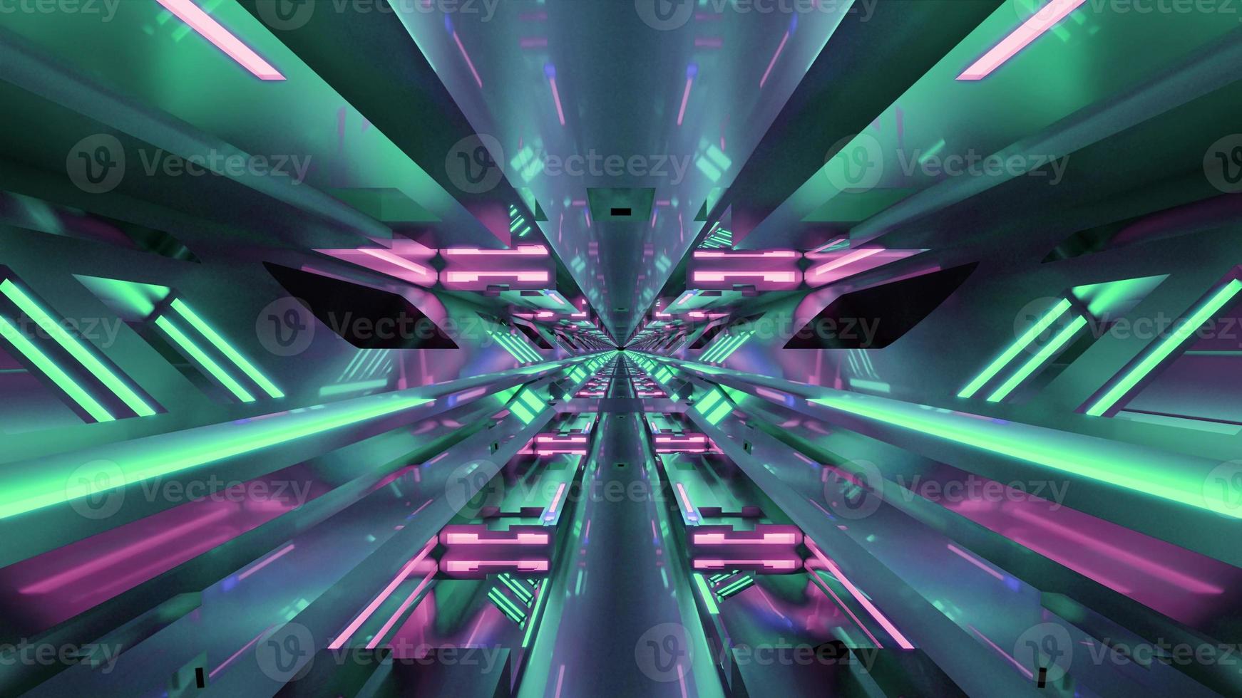 Sci fi passage with neon lamps 4K UHD 3D illustration photo