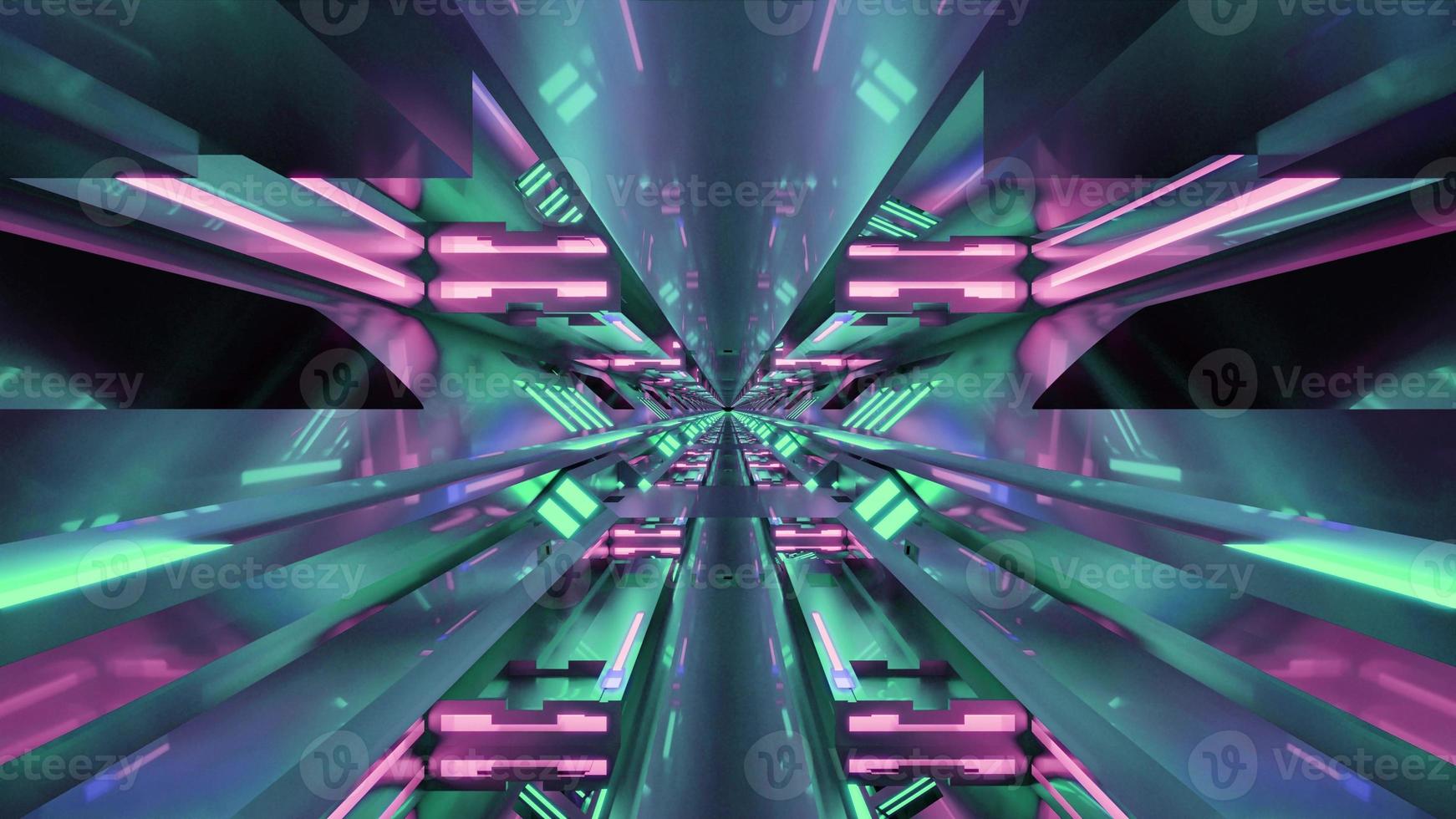 3d illustration of 4K UHD futuristic glowing tunnel photo