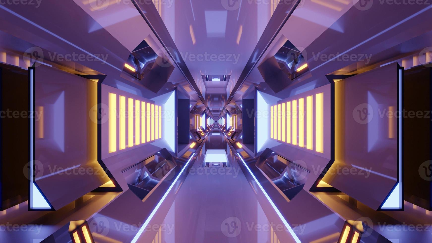 3d illustration of futuristic sci fi tunnel with 4K UHD lights photo