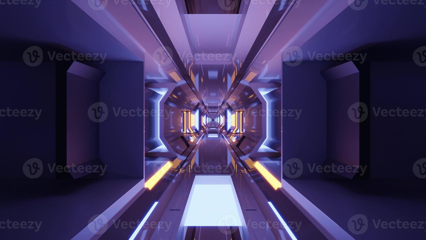 Illuminated corridor on 3d illustration in 4K UHD quality photo