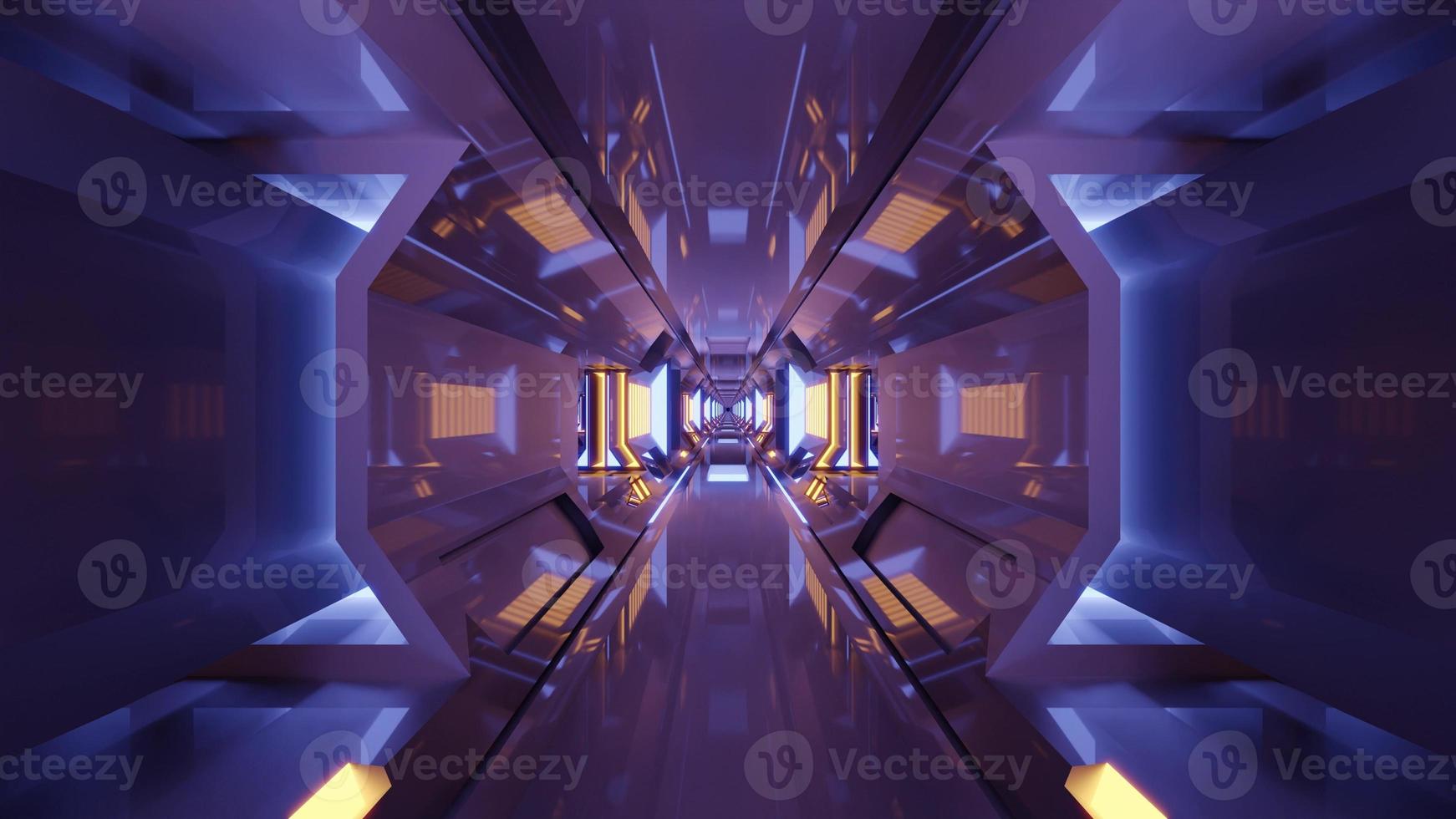 Illuminated corridor on 3d 4K UHD illustration photo
