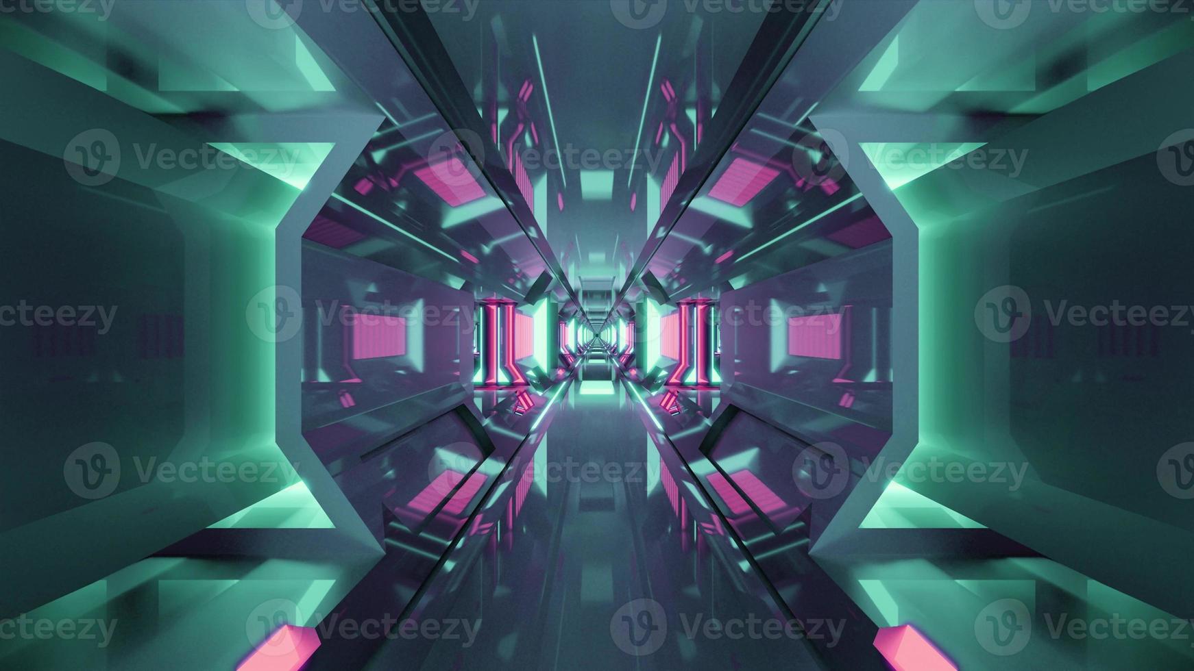3d illustration with futuristic 4K UHD shiny tunnel photo