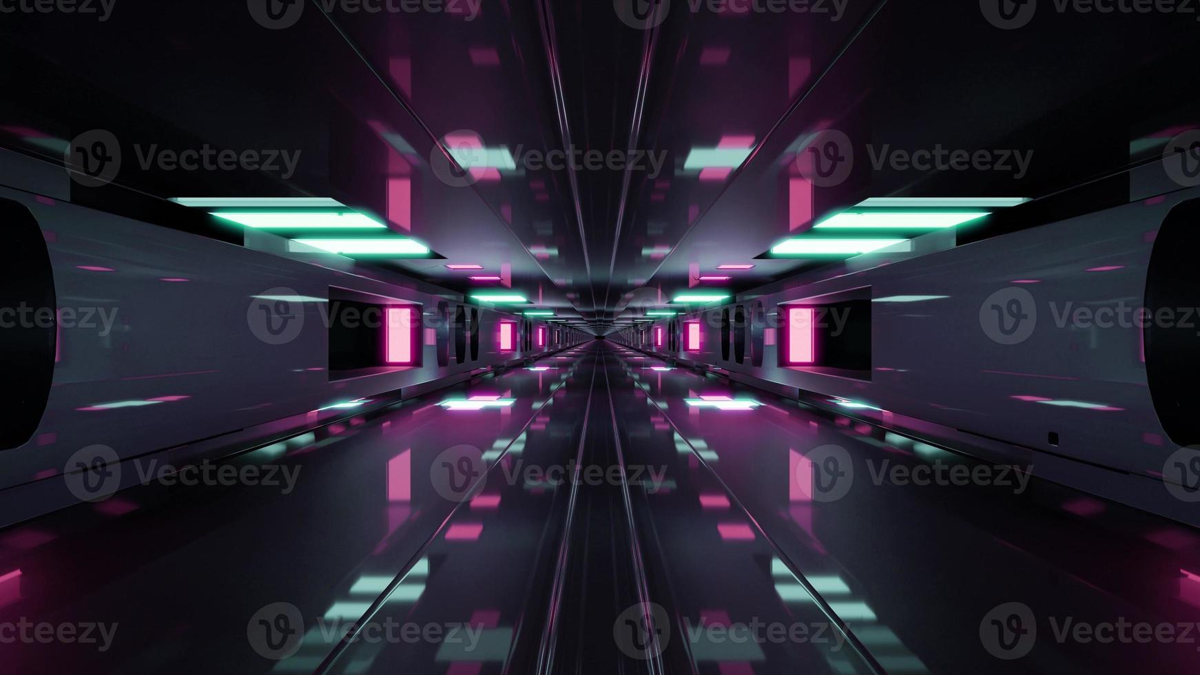 3d illustration of straight endless dark tunnel in 4K UHD photo