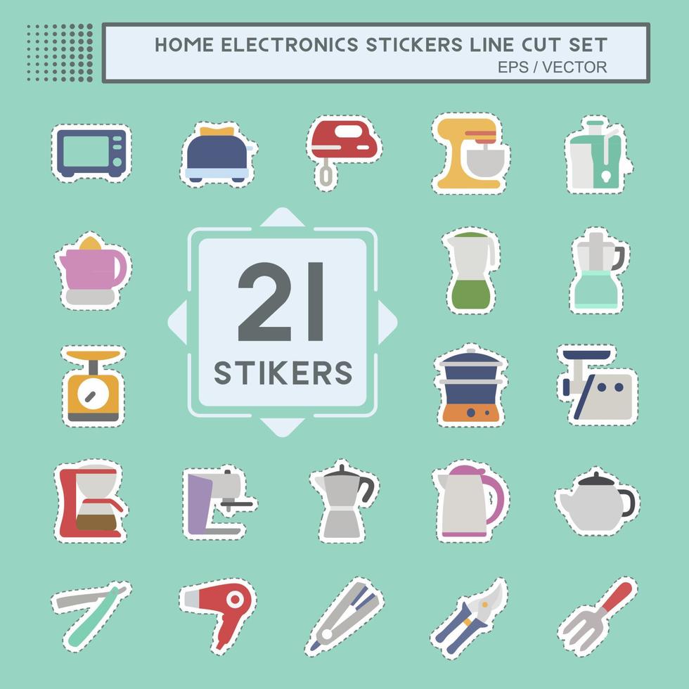 Sticker Set Household 1 - Line Cut - Simple illustration,Editable stroke vector