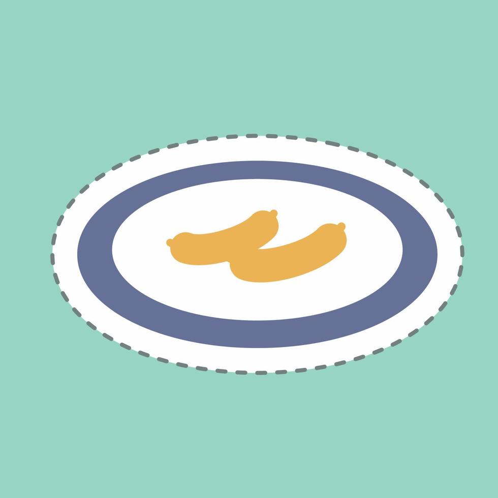 Sticker Boiled Sausages - Line Cut - Simple illustration,Editable stroke vector