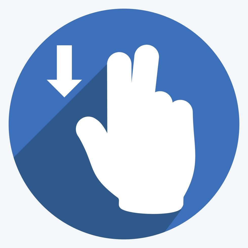 Icon Two Fingers Down - Long Shadow Style - Simple illustration,Editable stroke vector