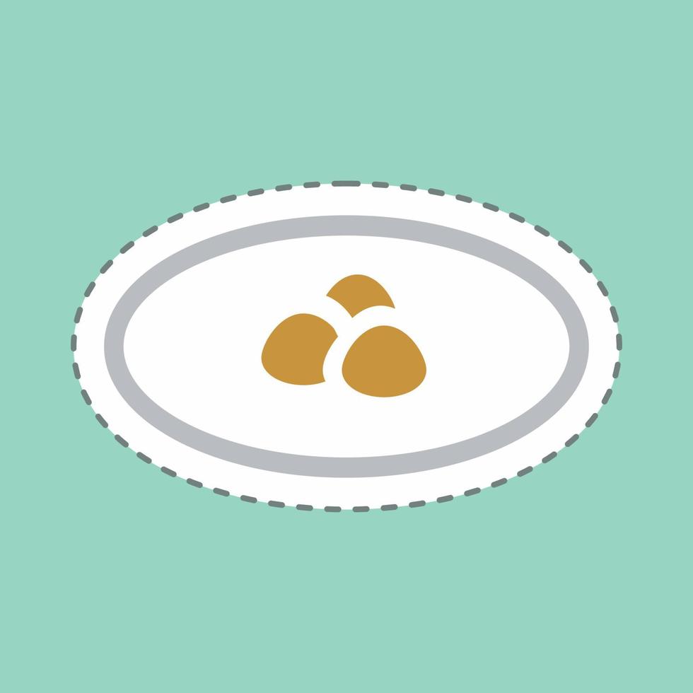 Sticker Dumpling Soup - Line Cut - Simple illustration,Editable stroke vector
