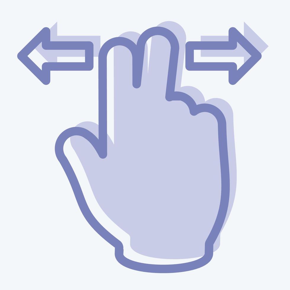 Icon Two Fingers Horizontal - Two Tone Style - Simple illustration,Editable stroke vector