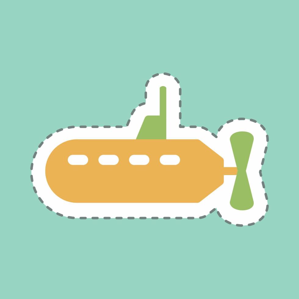 Sticker Submarine - Line Cut - Simple illustration,Editable stroke vector