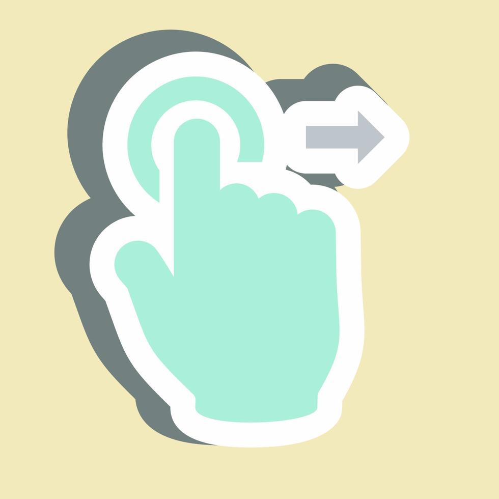 Sticker Tap and Move Right Simple illustration,Editable stroke