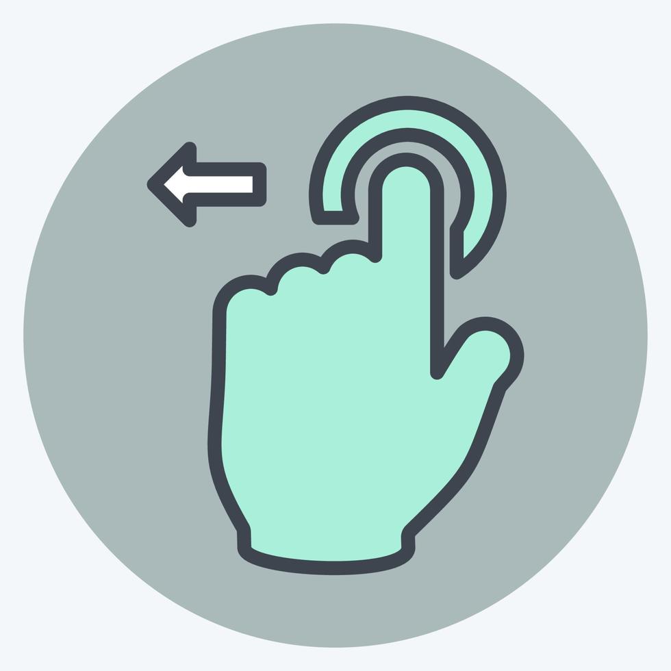 Icon Tap and Move Left - Color Mate Style - Simple illustration,Editable stroke vector