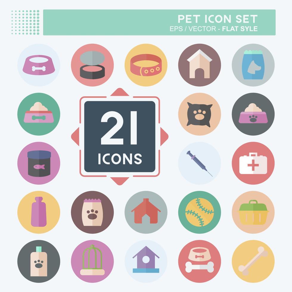 Icon Set Pet - Flat Style - Simple illustration,Editable stroke vector