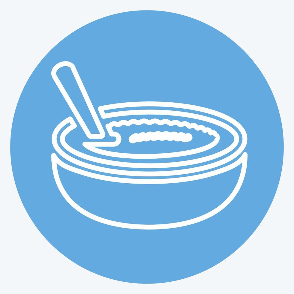 icono de pudín de arroz - estilo de ojos azules - ilustración simple, trazo editable vector