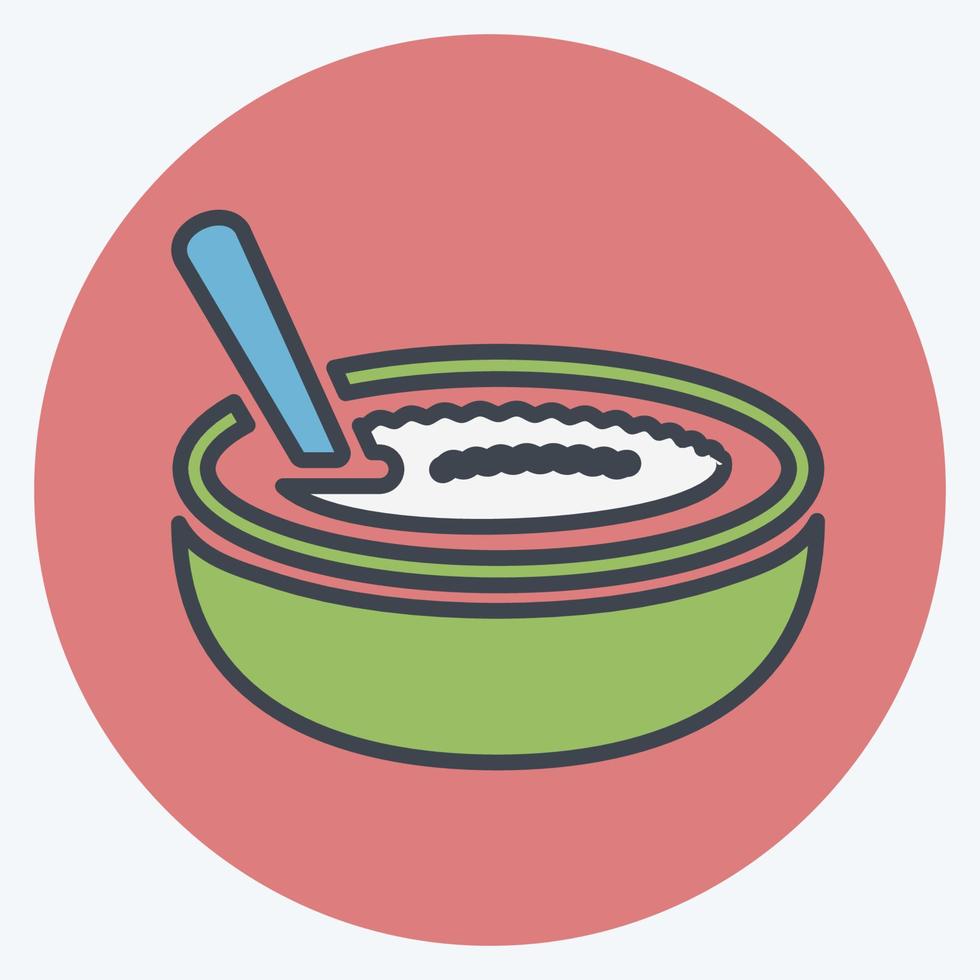 icono de pudín de arroz - estilo de color mate - ilustración simple, trazo editable vector