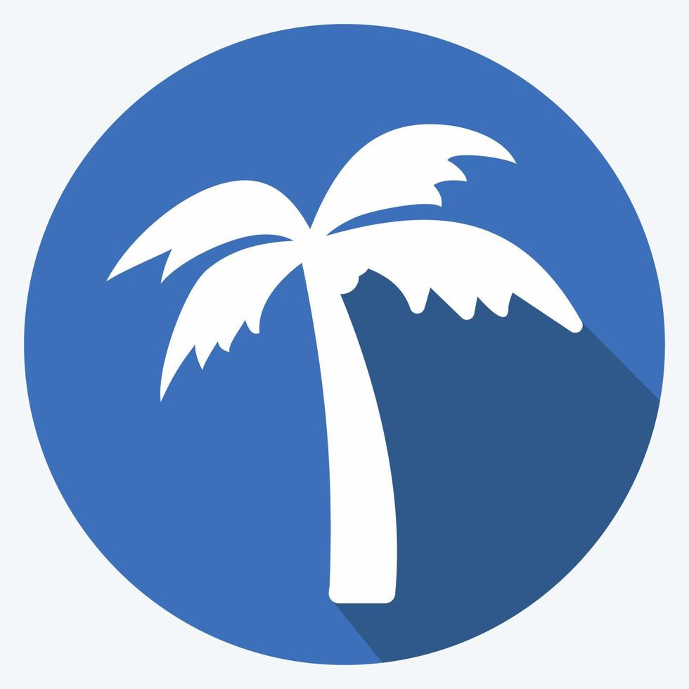 Icon Coconut Tree - Long Shadow Style - Simple illustration,Editable stroke vector