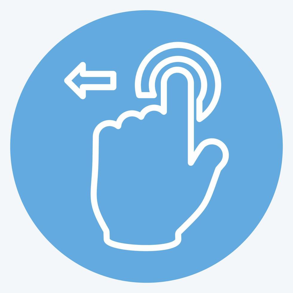 Icon Tap and Move Left - Blue Eyes Style - Simple illustration,Editable stroke vector
