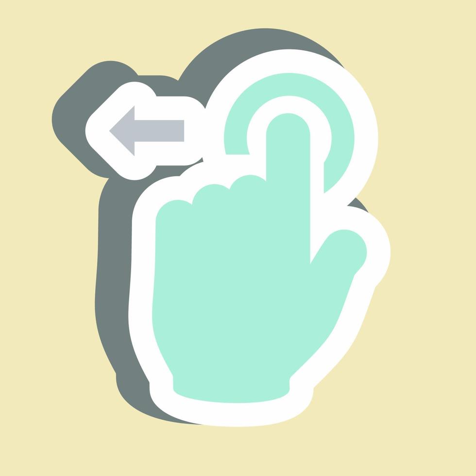 Sticker Tap and Move Left - Simple illustration,Editable stroke vector